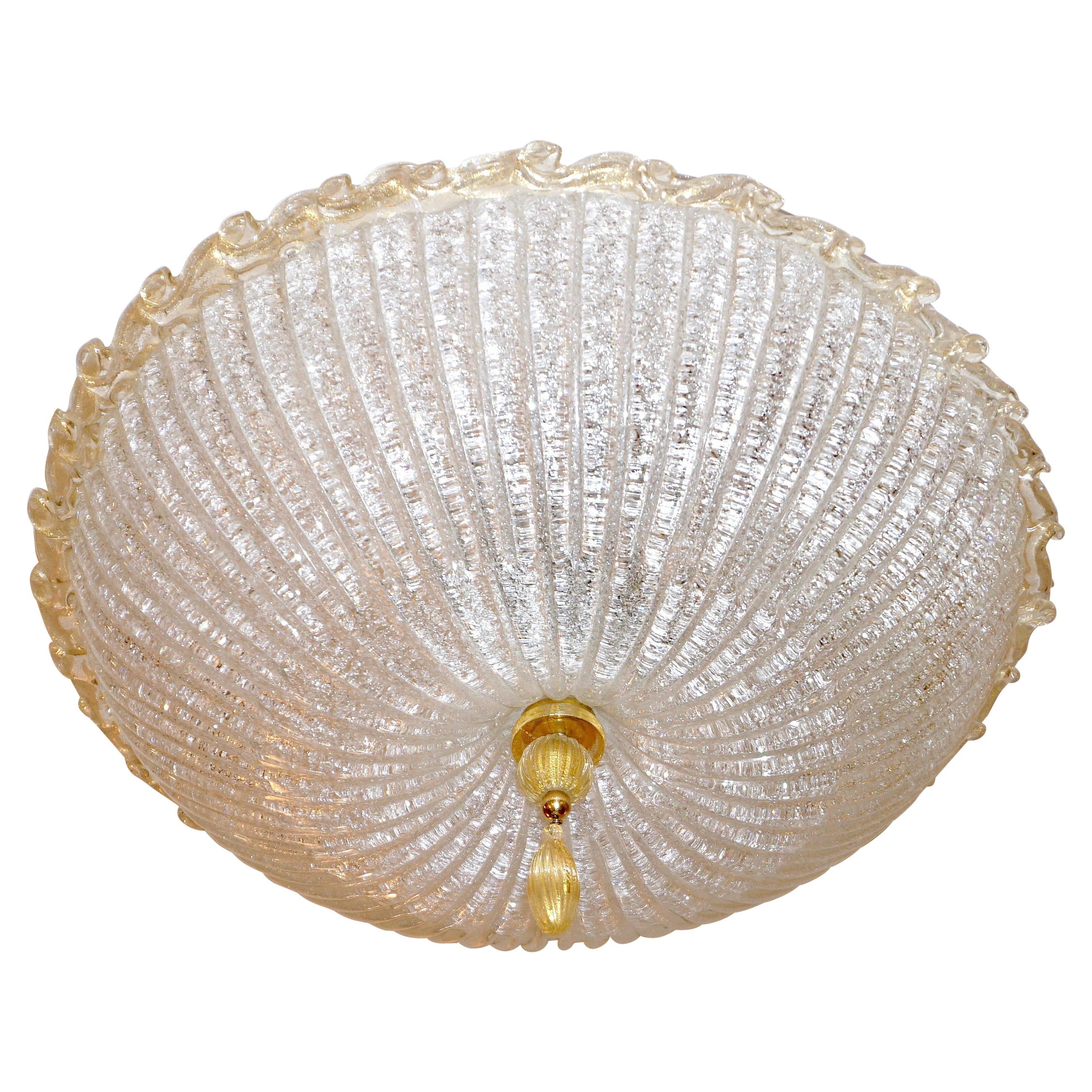Lampada a incasso in vetro di Murano ambra e cristallo trasparente in stile Barovier Toso