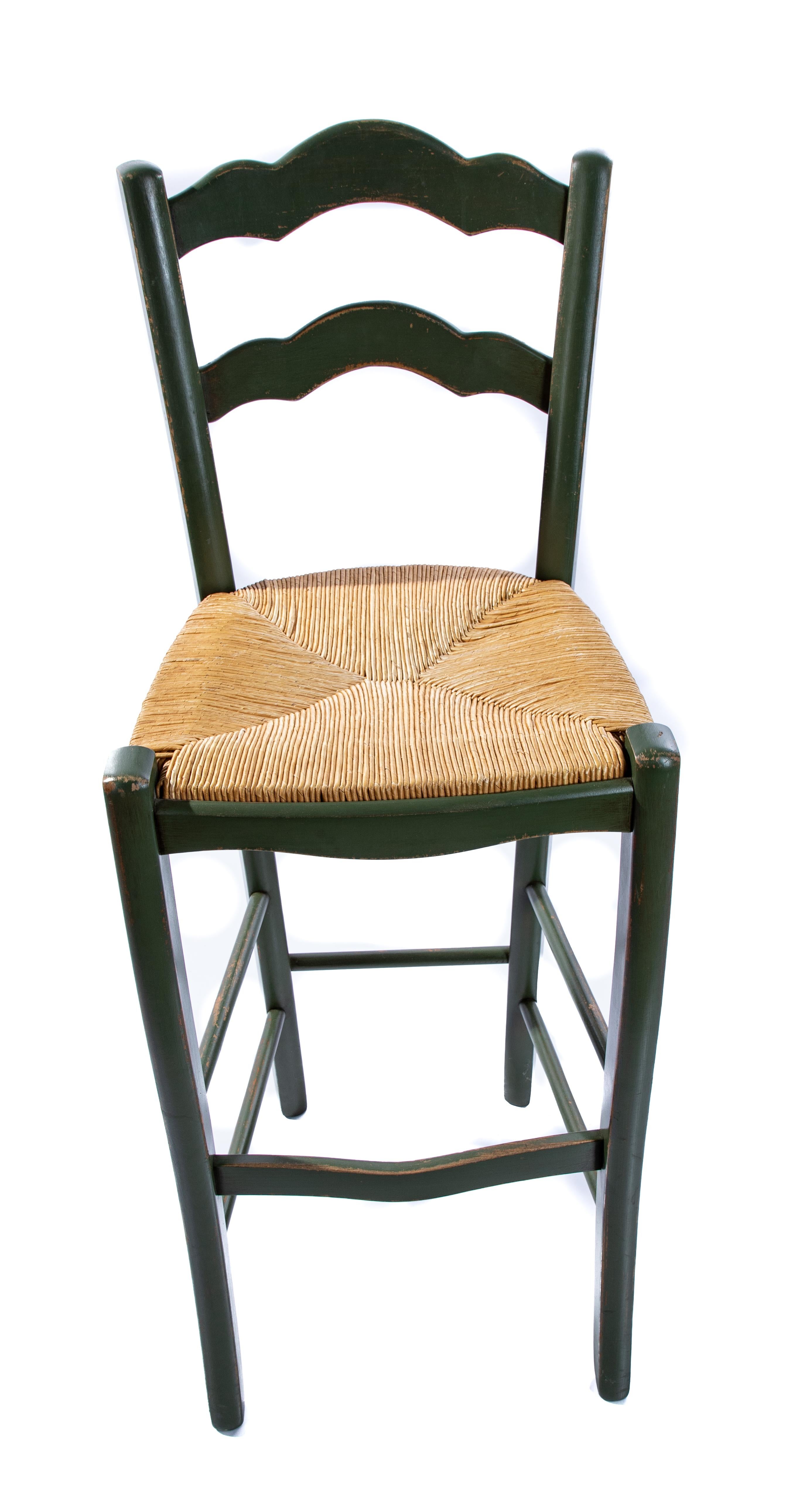 Italian Barstools with Plaid Seat Cushions In Good Condition For Sale In Cookeville, TN
