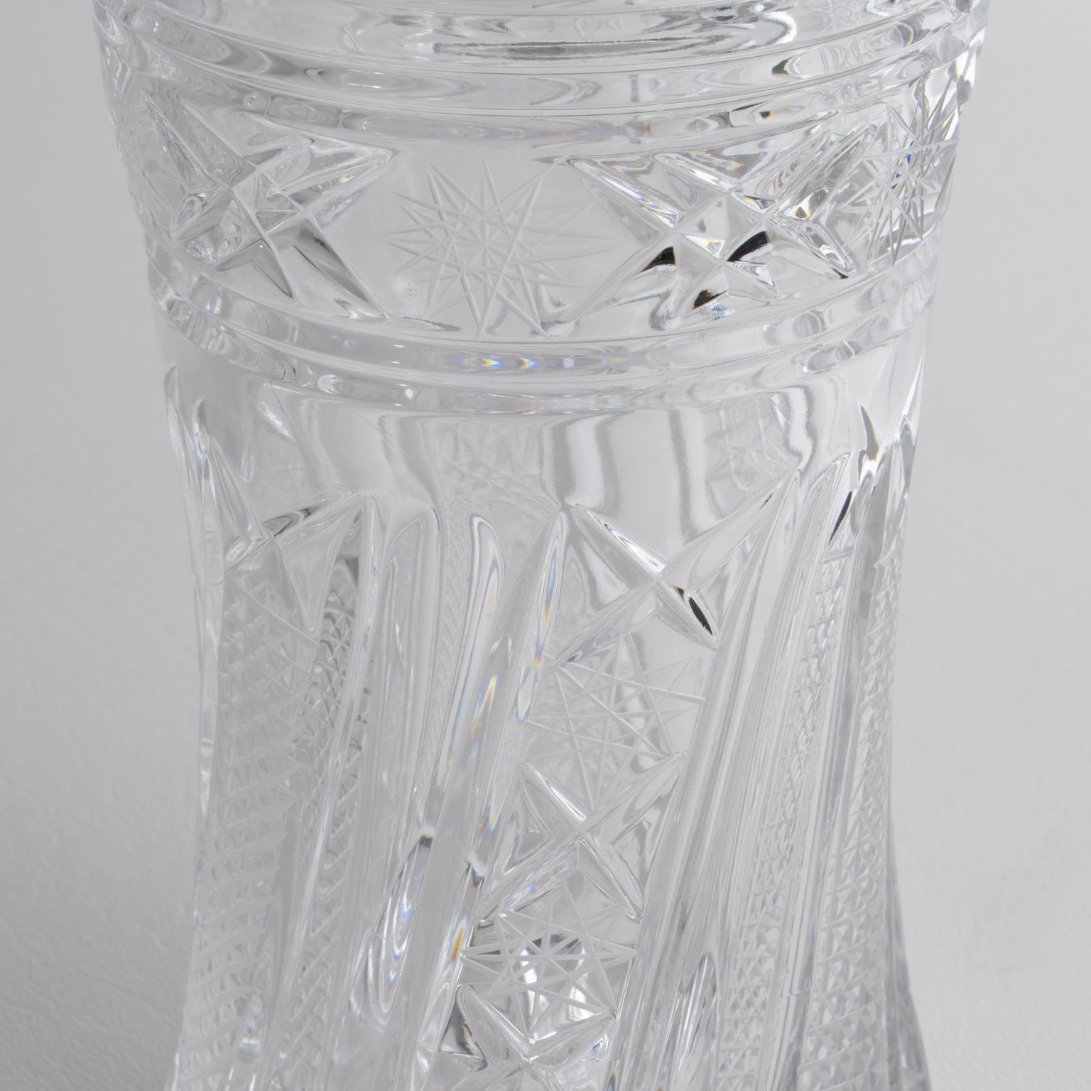 Italian Barware Chrome and Etched Crystal Martini Cocktail Shaker, circa 1950 in vendita 2