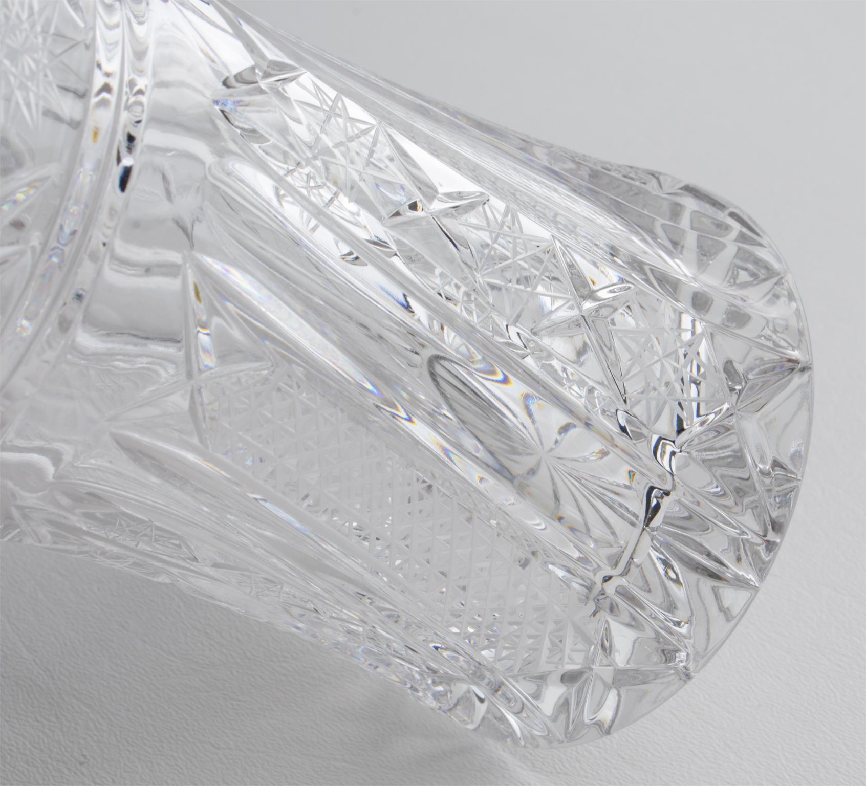 Italian Barware Chrome and Etched Crystal Martini Cocktail Shaker, circa 1950 in vendita 3