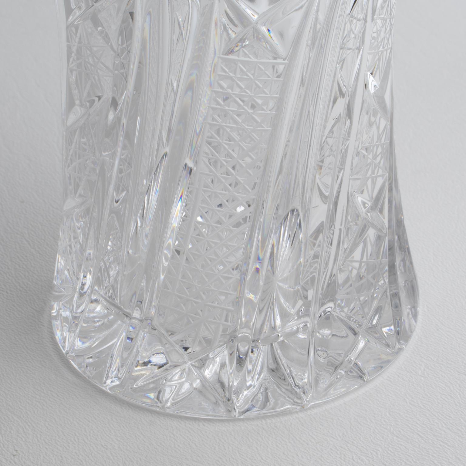 Italian Barware Chrome and Etched Crystal Martini Cocktail Shaker, circa 1950 in vendita 1