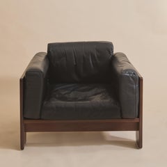 Italian 'Bastiano' Leather Longue Chair By Afra & Tobia Scarpa for Gavina, 1960s