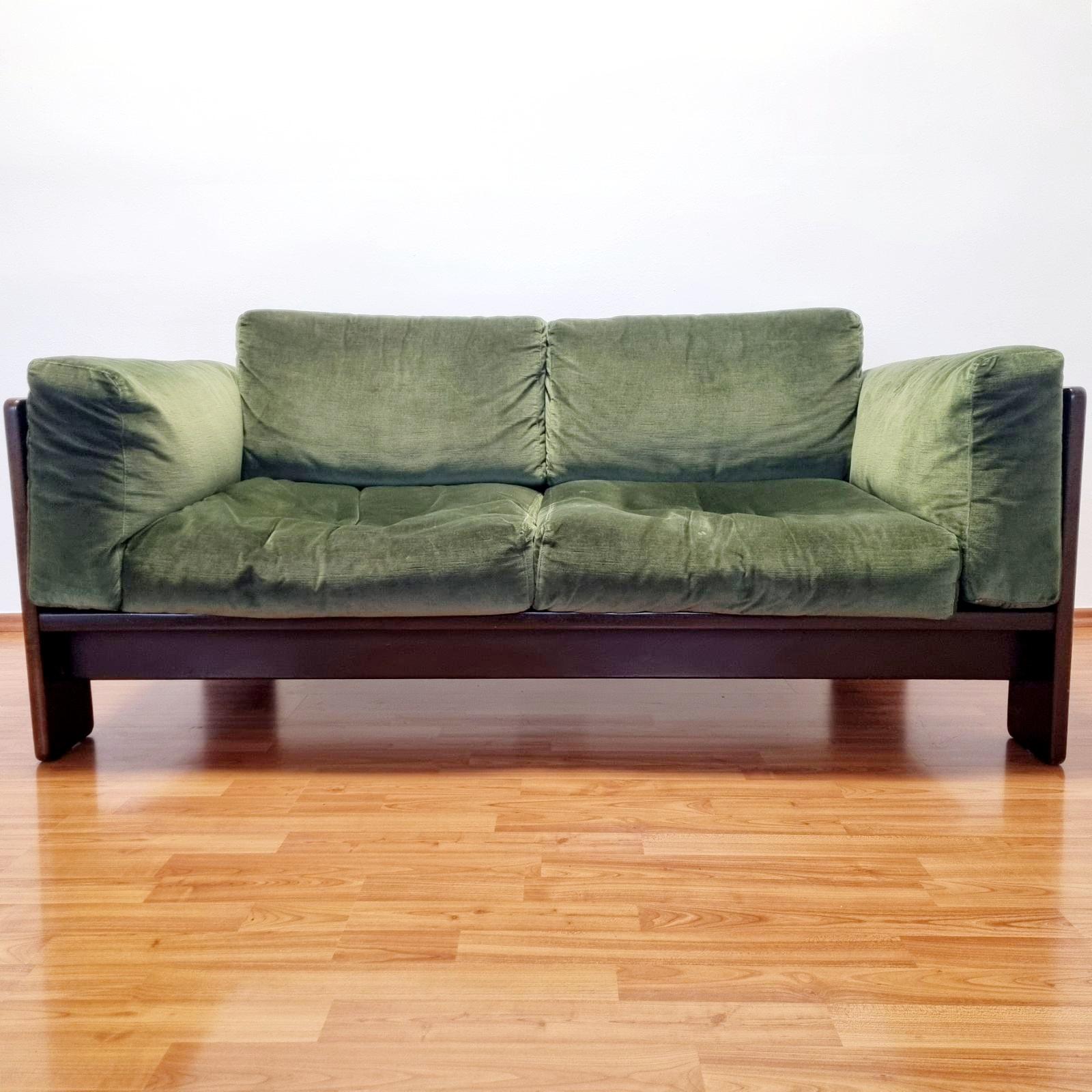 Velvet Italian Bastiano Sofa by Tobia & Afra Scarpa for Gavina Italy 60s