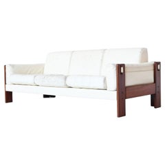 Used Italian Bastiano Style Lounge Sofa Rosewood and White Leather, Italy, 1970