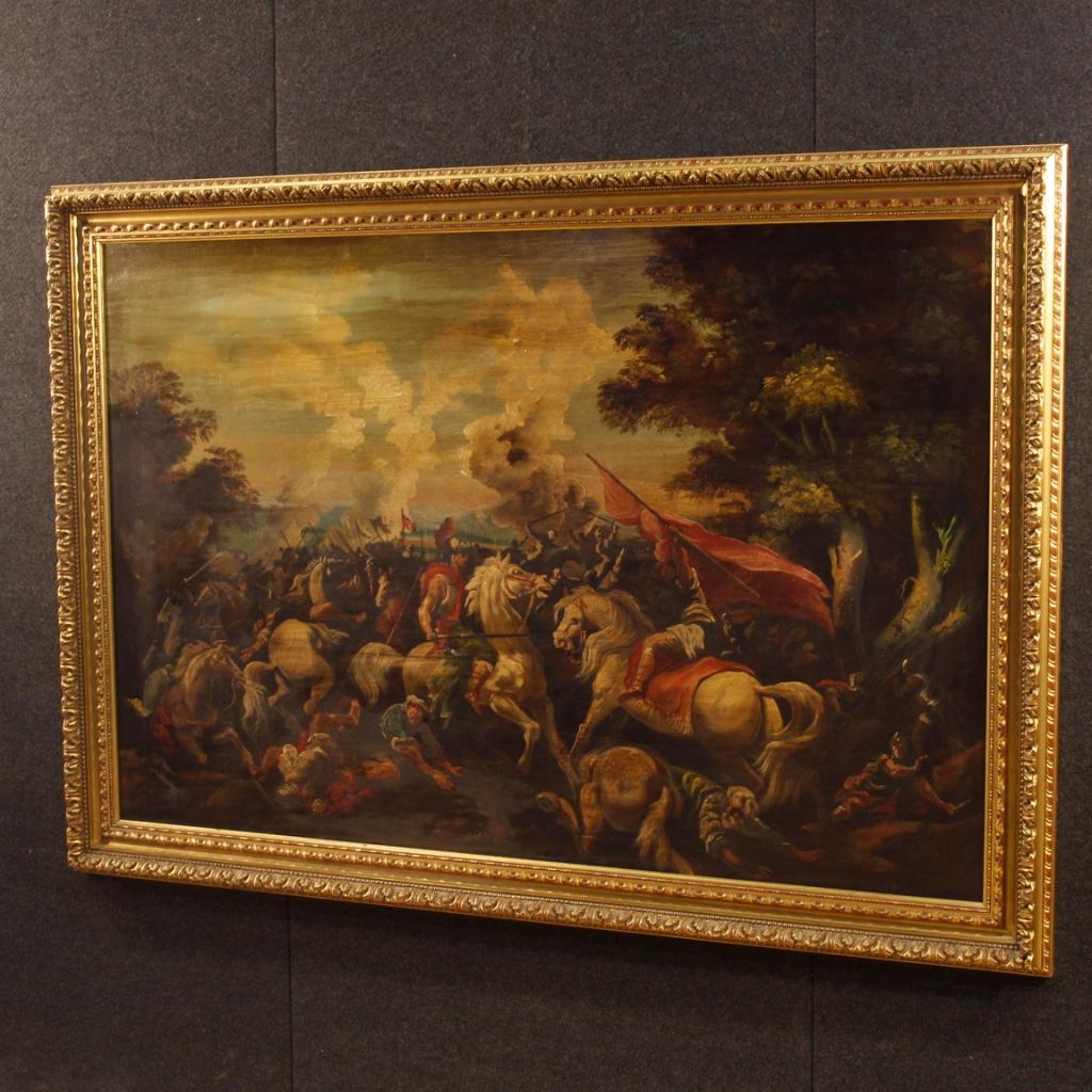 Italian Battle Painting Oil on Canvas from 20th Century 6