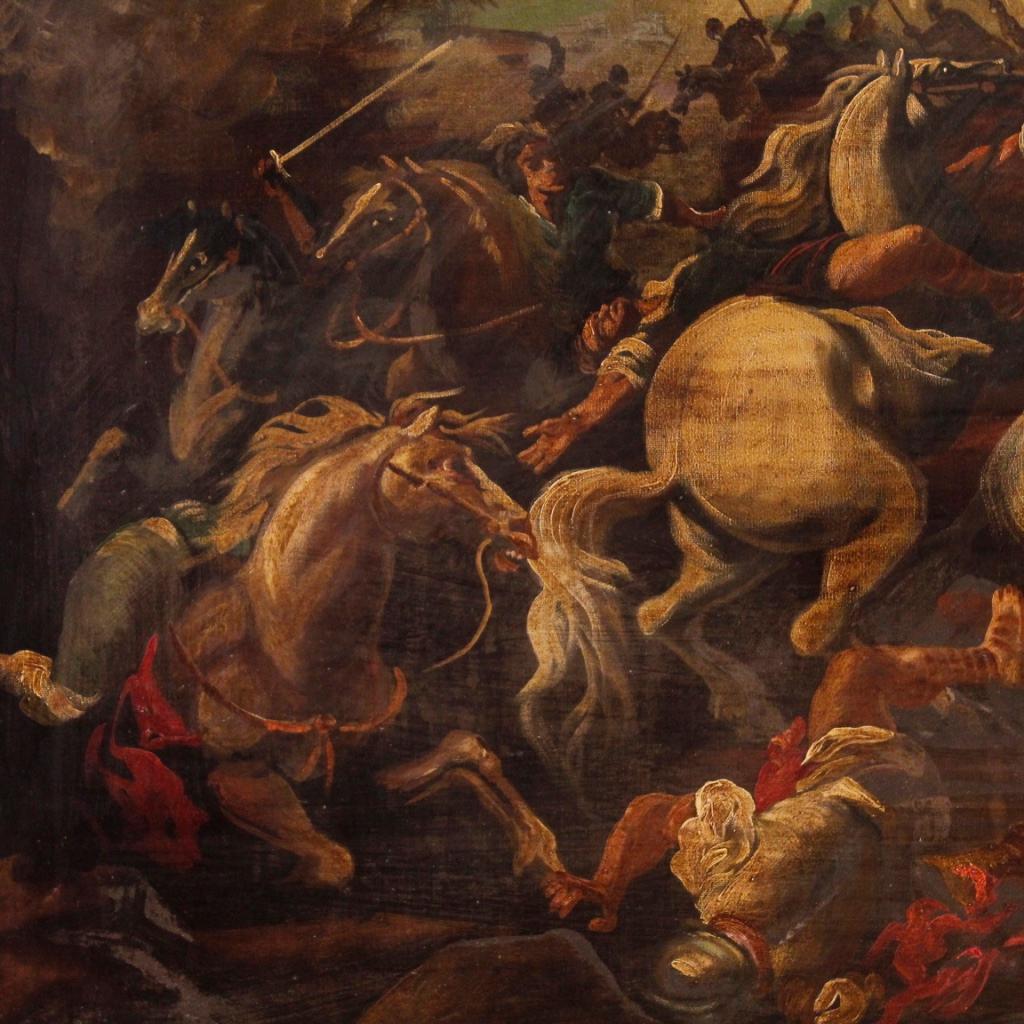 Italian Battle Painting Oil on Canvas from 20th Century 1