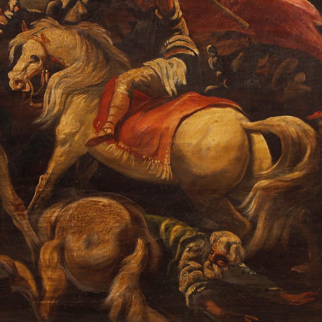 Italian Battle Painting Oil on Canvas from 20th Century 2
