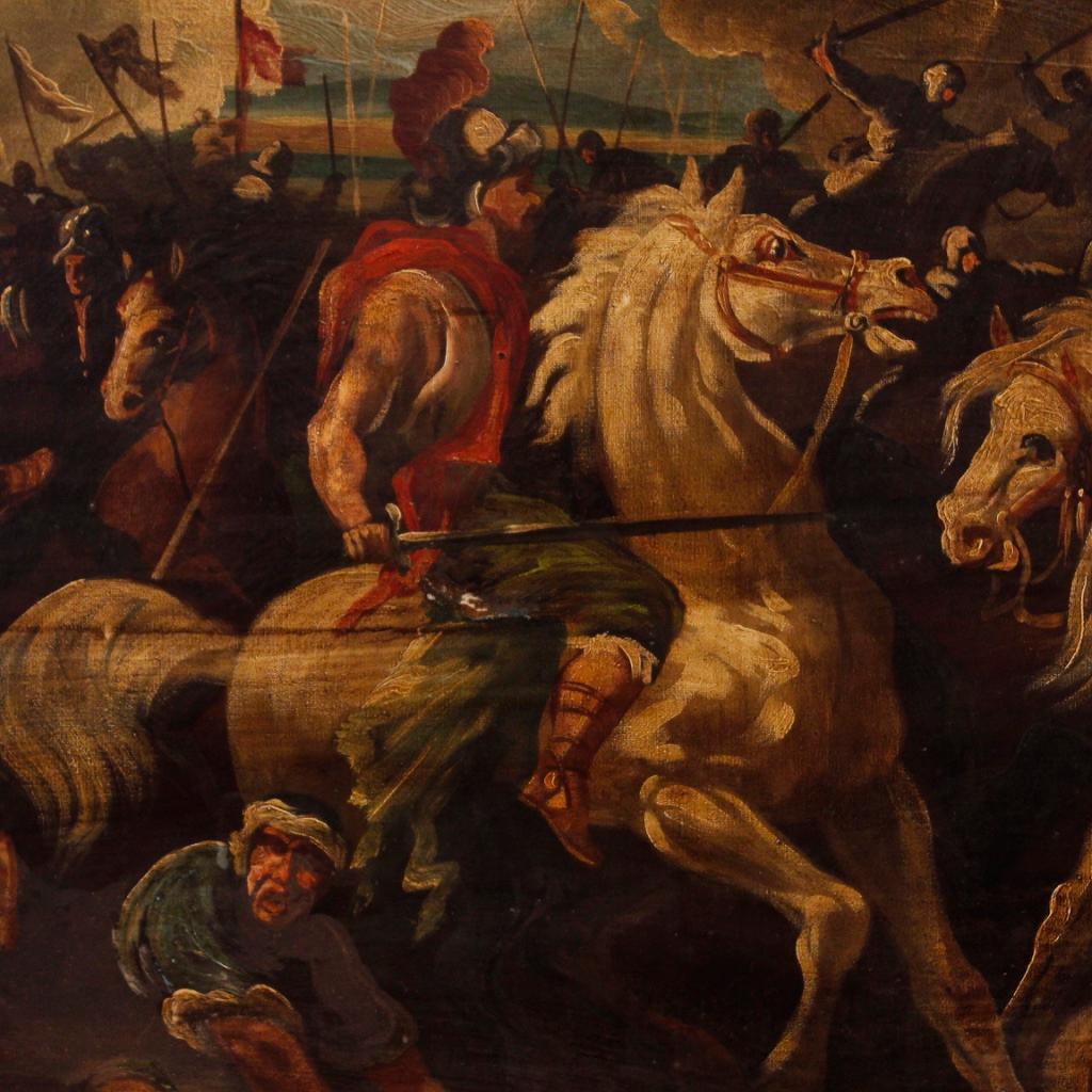 Italian Battle Painting Oil on Canvas from 20th Century 3
