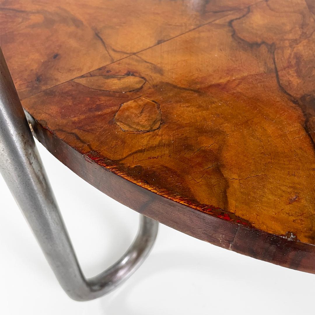 Italian bauhaus round wooden coffee table, 1930s For Sale 6