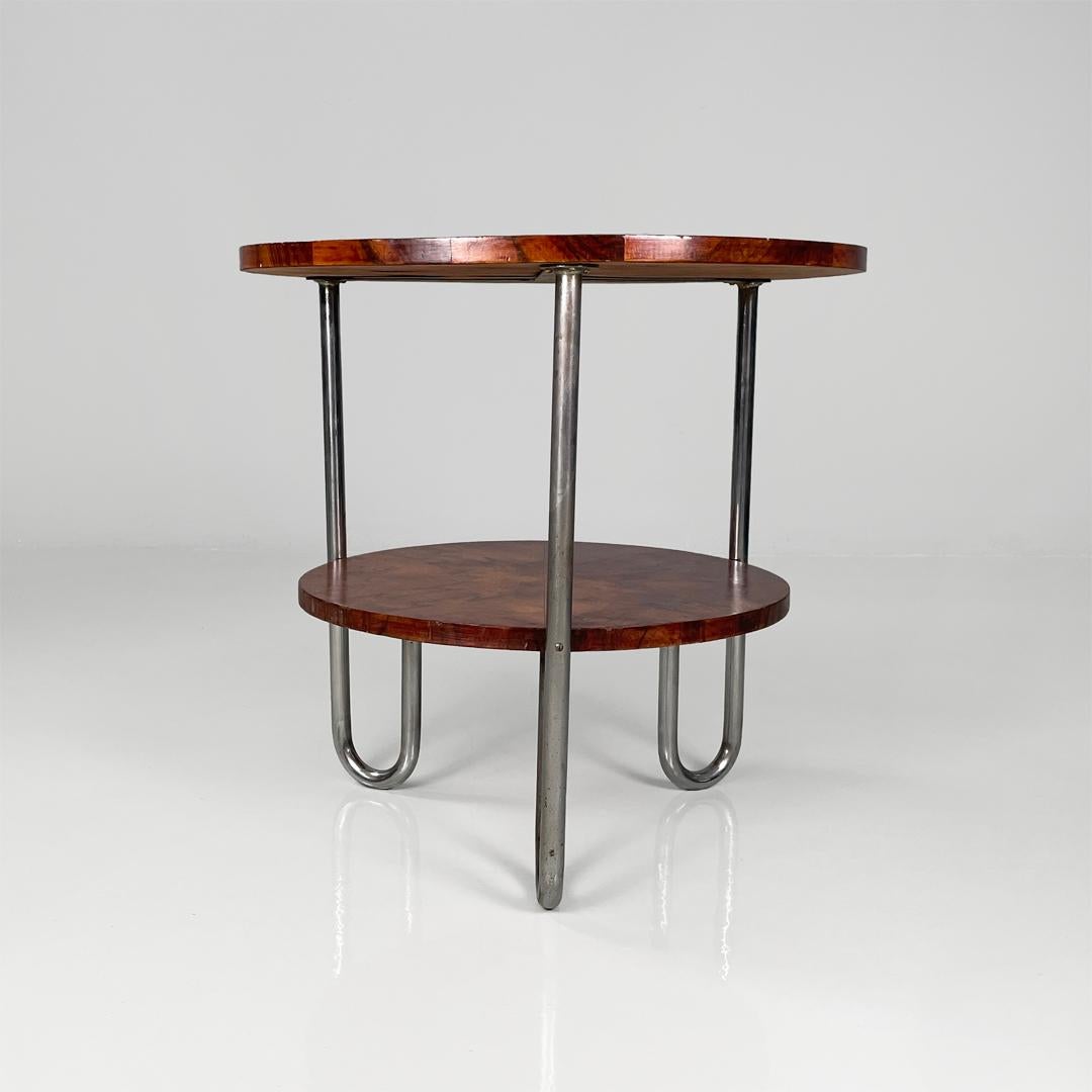 Bauhaus Italian bauhaus round wooden coffee table, 1930s For Sale