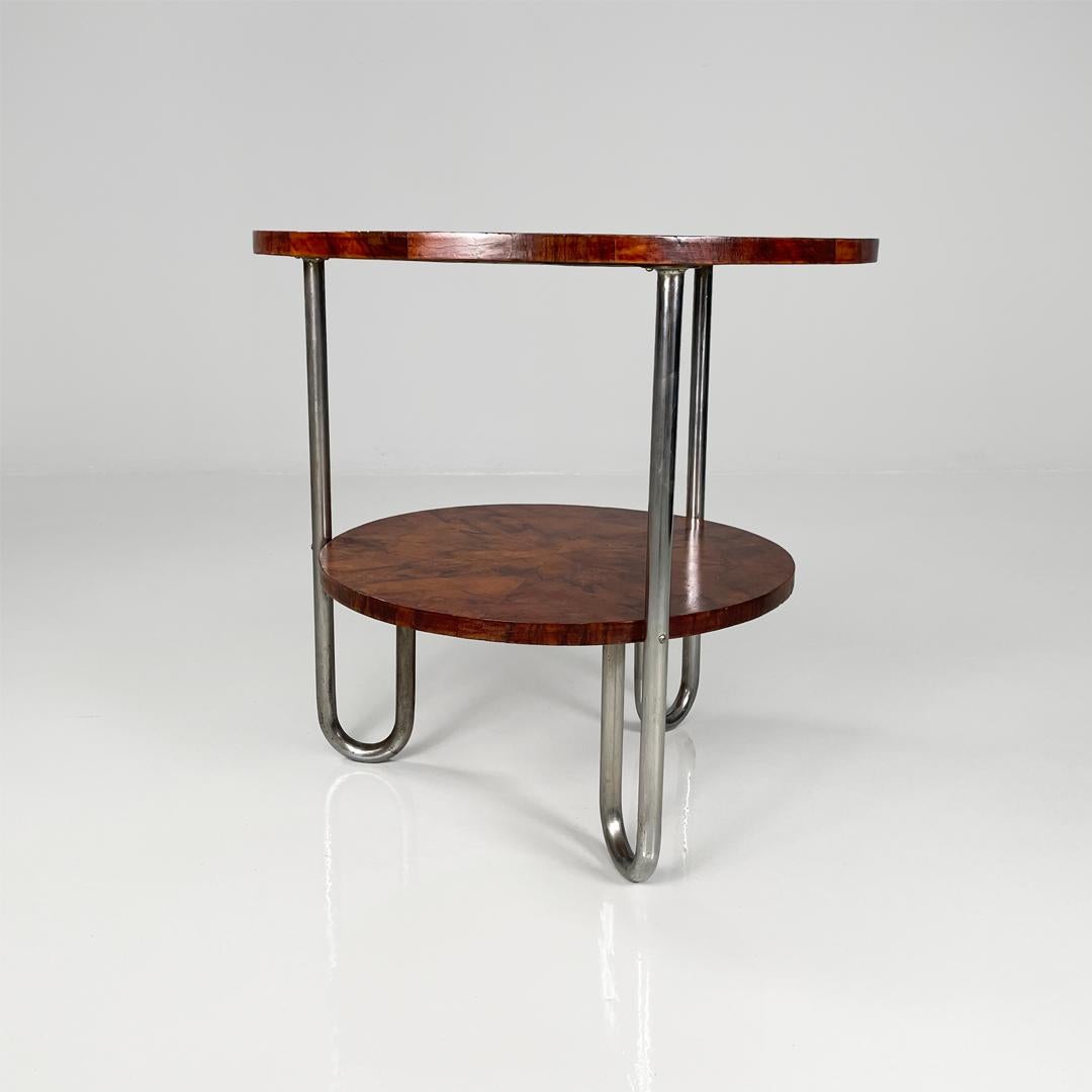 Italian bauhaus round wooden coffee table, 1930s In Good Condition For Sale In MIlano, IT