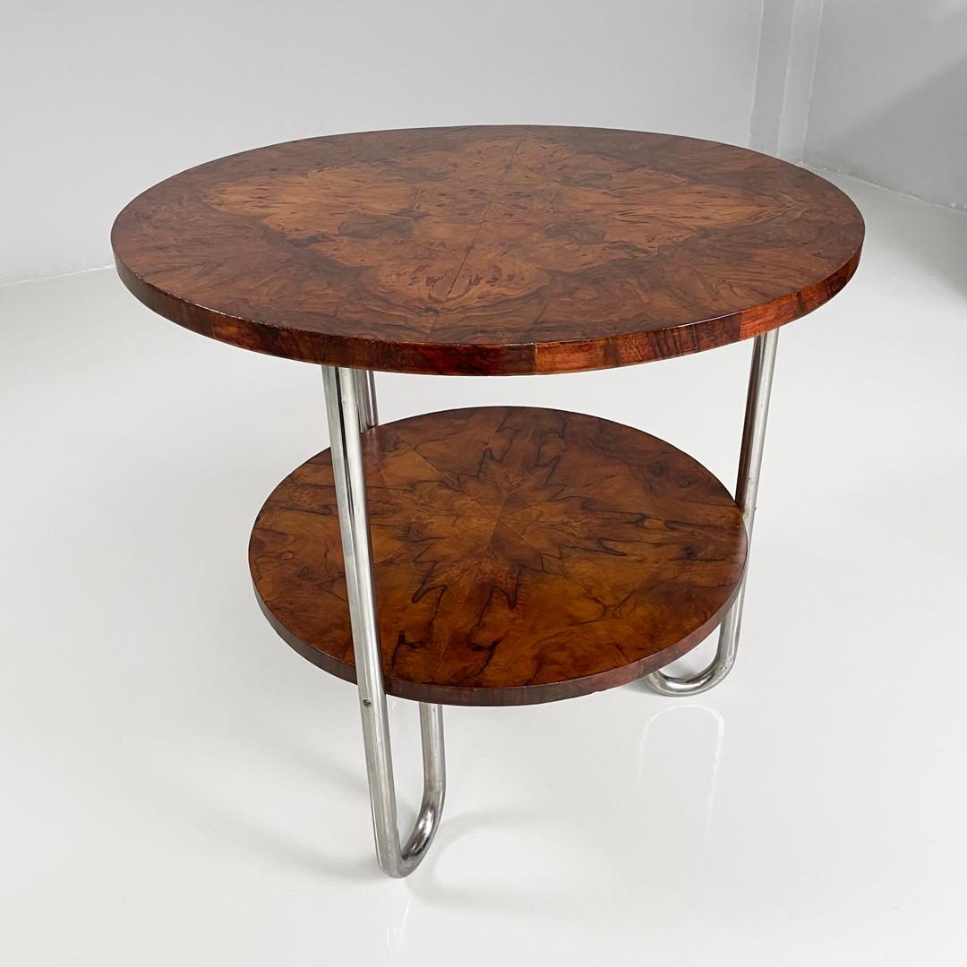Mid-20th Century Italian bauhaus round wooden coffee table, 1930s For Sale