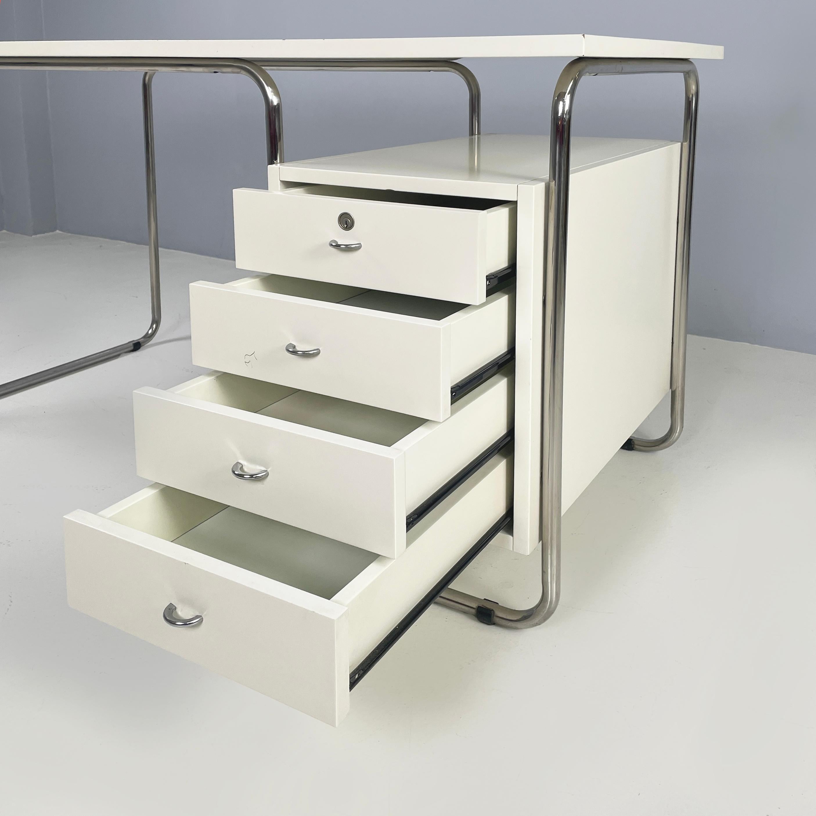 Late 20th Century Italian Bauhaus White Desk Comacina by Piero Bottoni for Zanotta, 1980s For Sale
