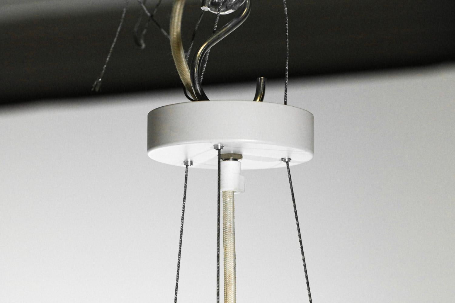 Italian BBPR studio style chandelier from the 70's in metal and glass  For Sale 7