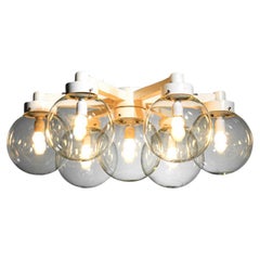 Retro Italian BBPR studio style chandelier from the 70's in metal and glass 