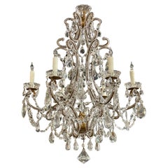 Antique Italian Beaded 6 Light Chandelier