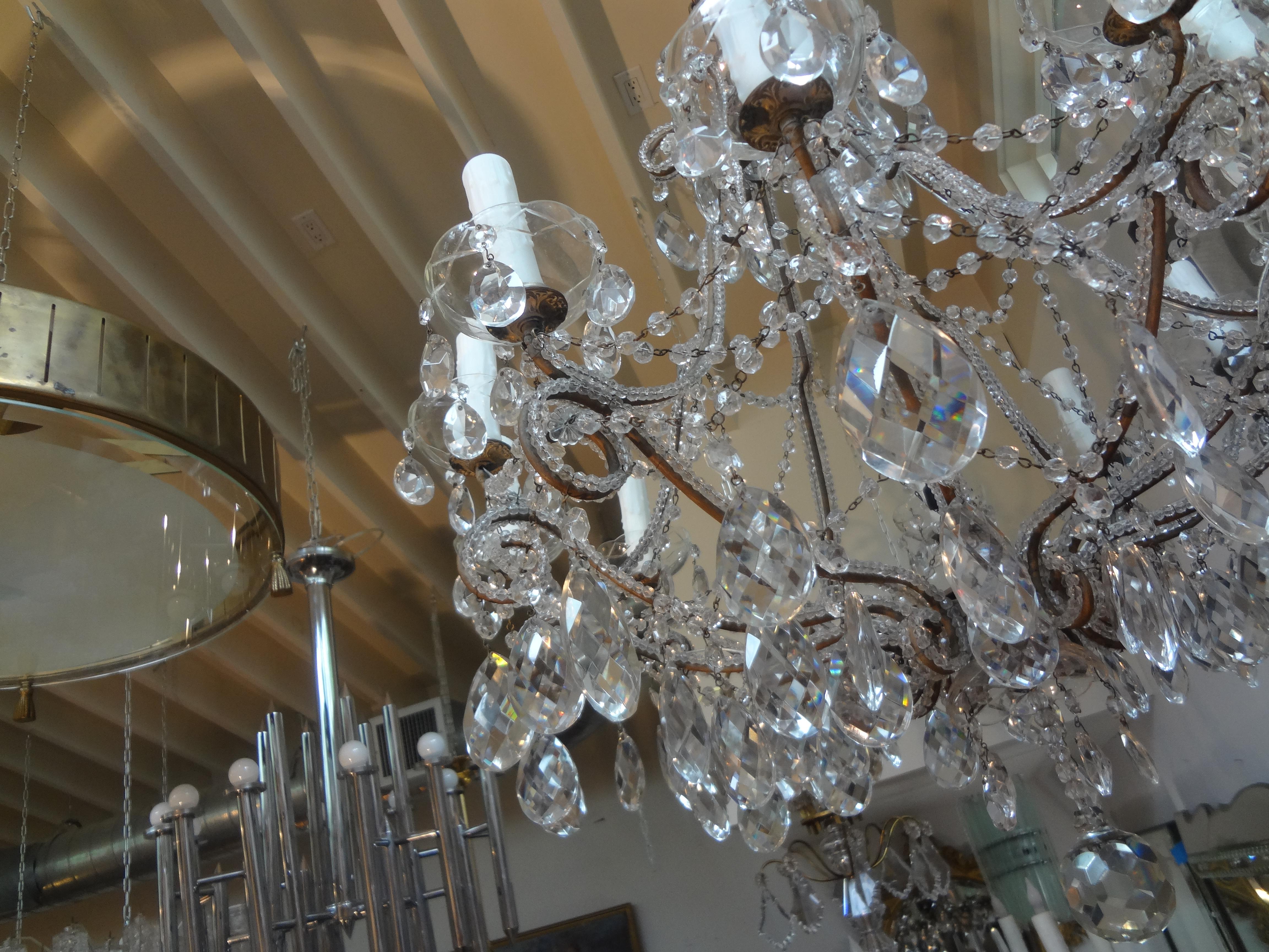 Baroque Italian Beaded and Crystal Chandelier For Sale