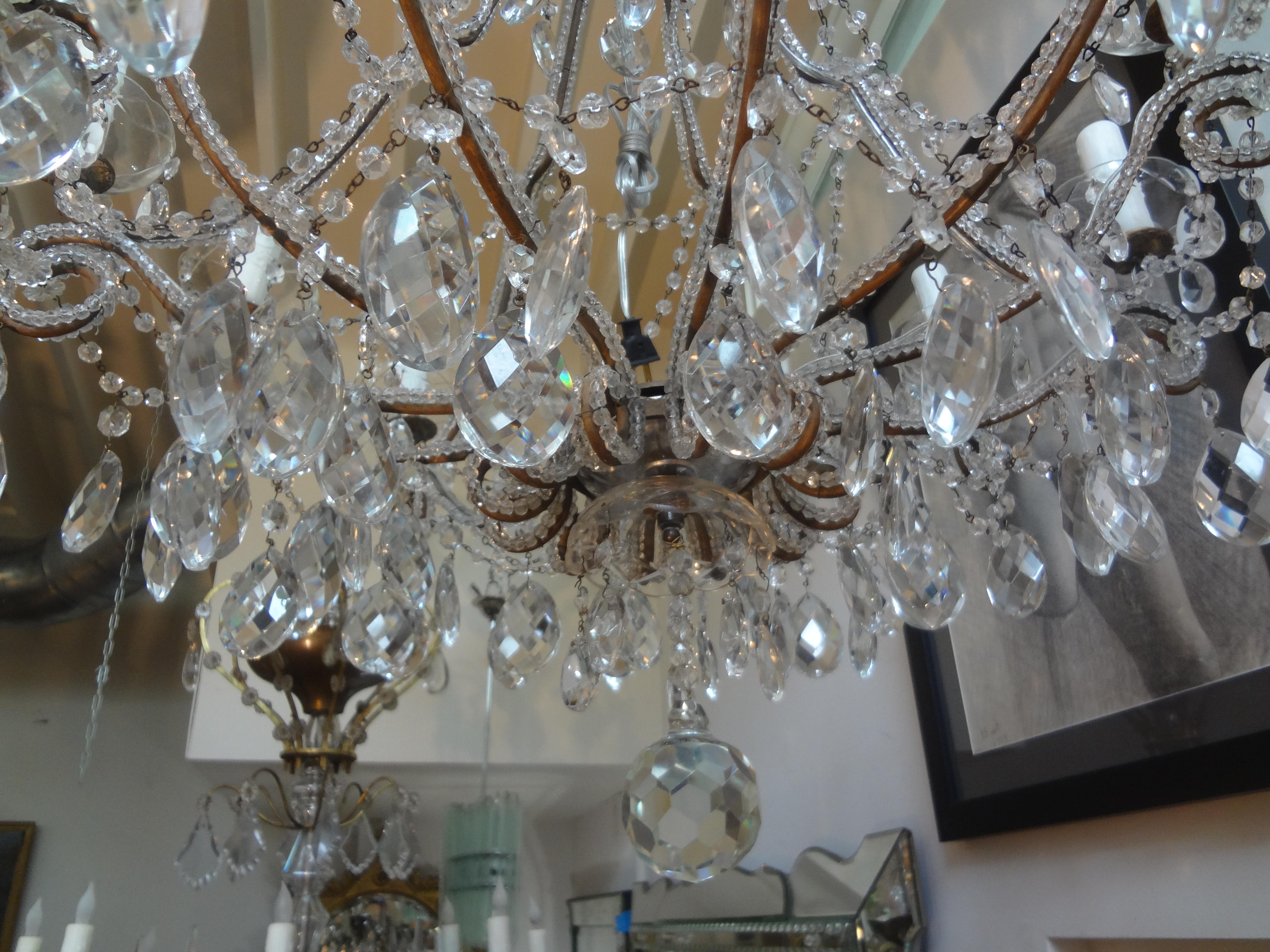 Italian Beaded and Crystal Chandelier In Good Condition For Sale In Houston, TX