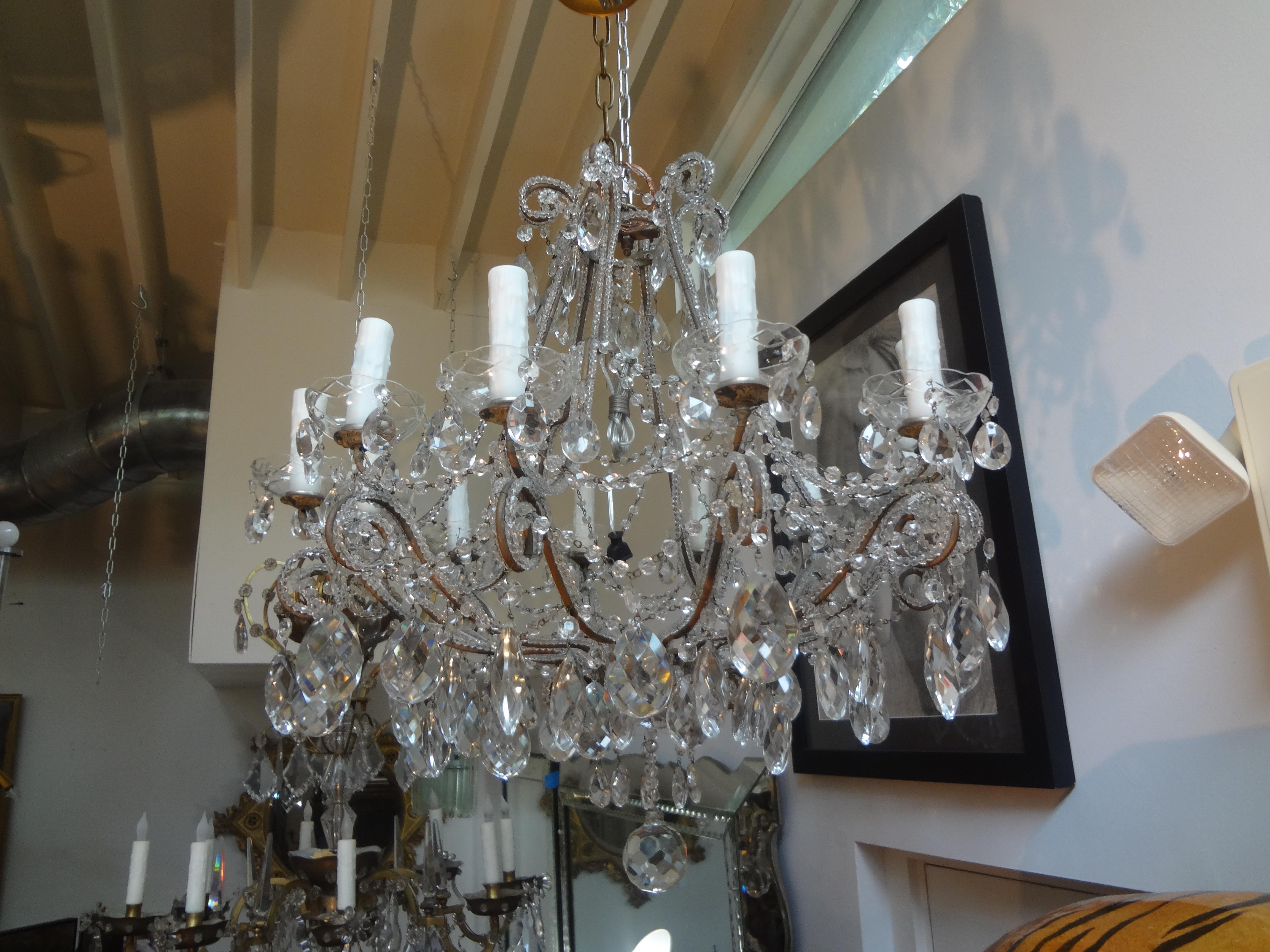Italian Beaded and Crystal Chandelier For Sale 1