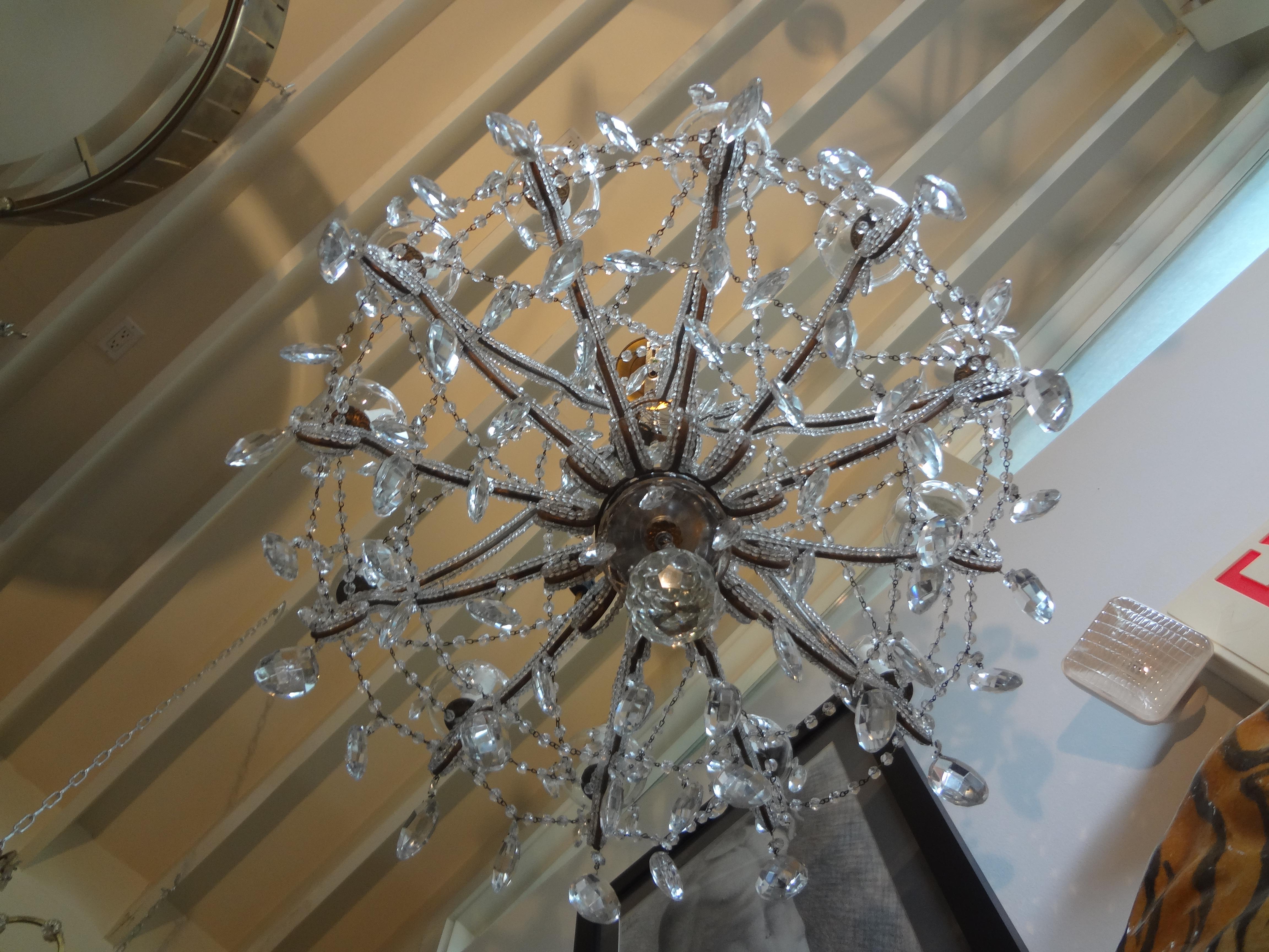 Italian Beaded and Crystal Chandelier For Sale 2