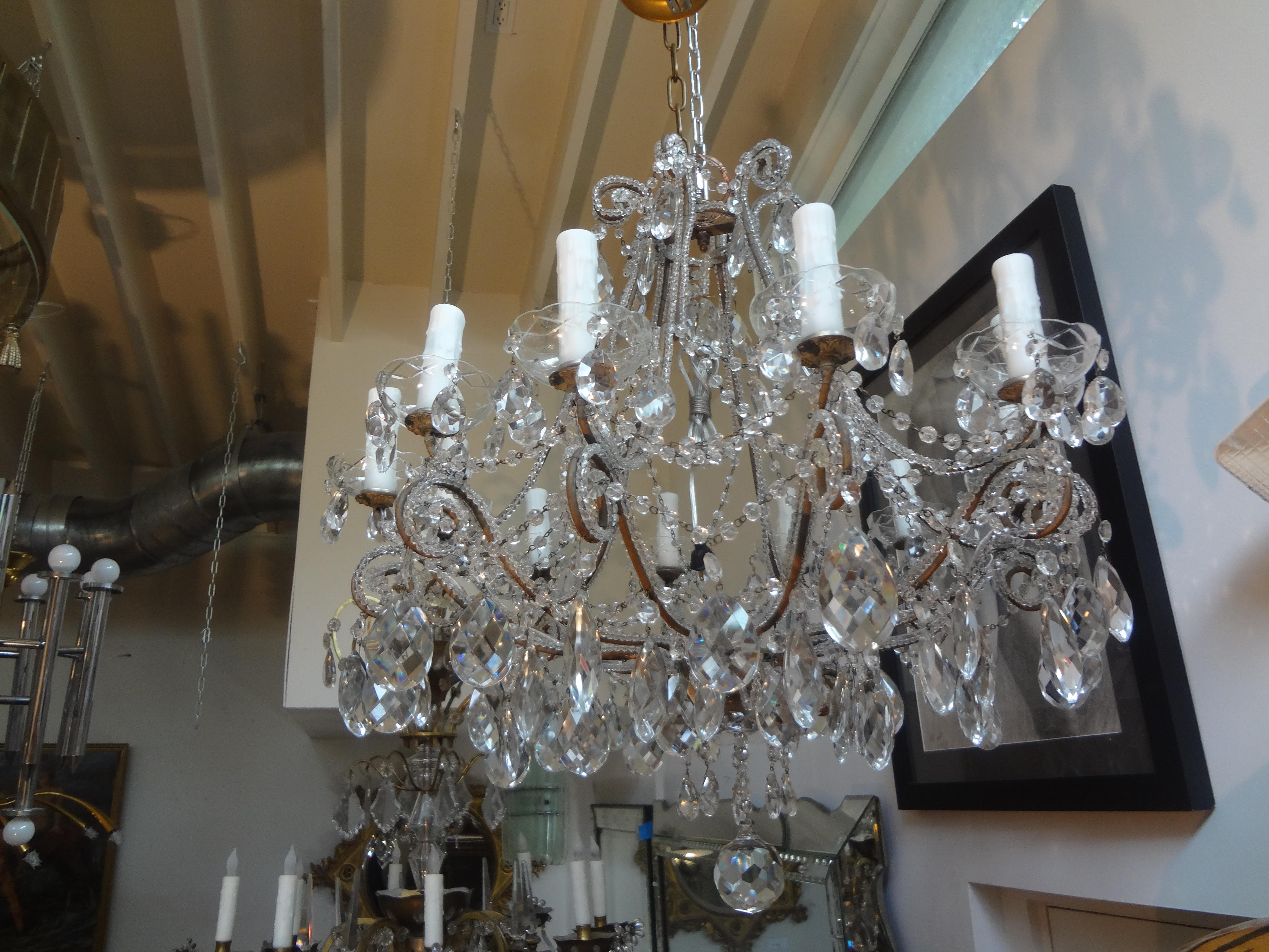 Italian Beaded and Crystal Chandelier For Sale 3