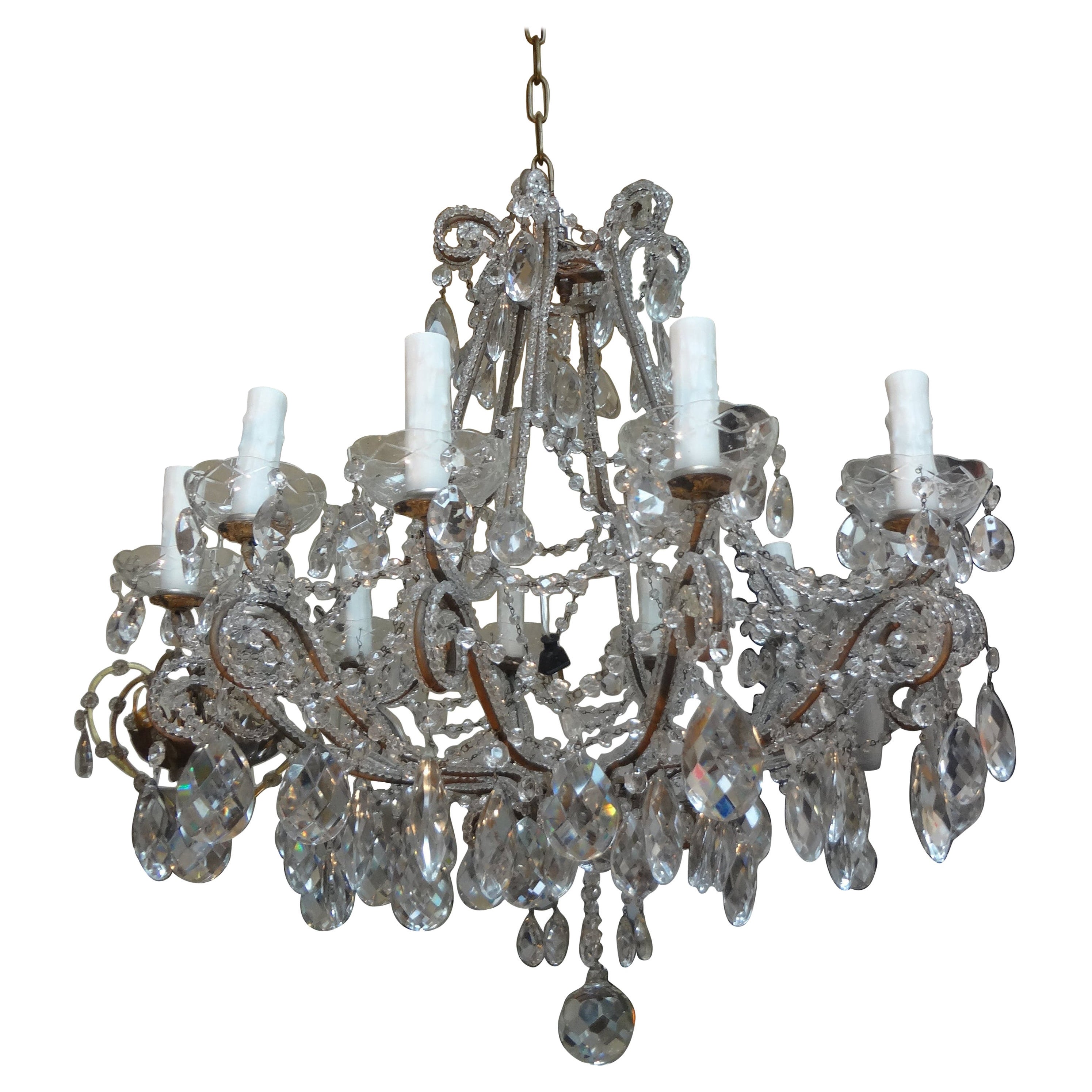 Lampadario italiano con perline e cristalli