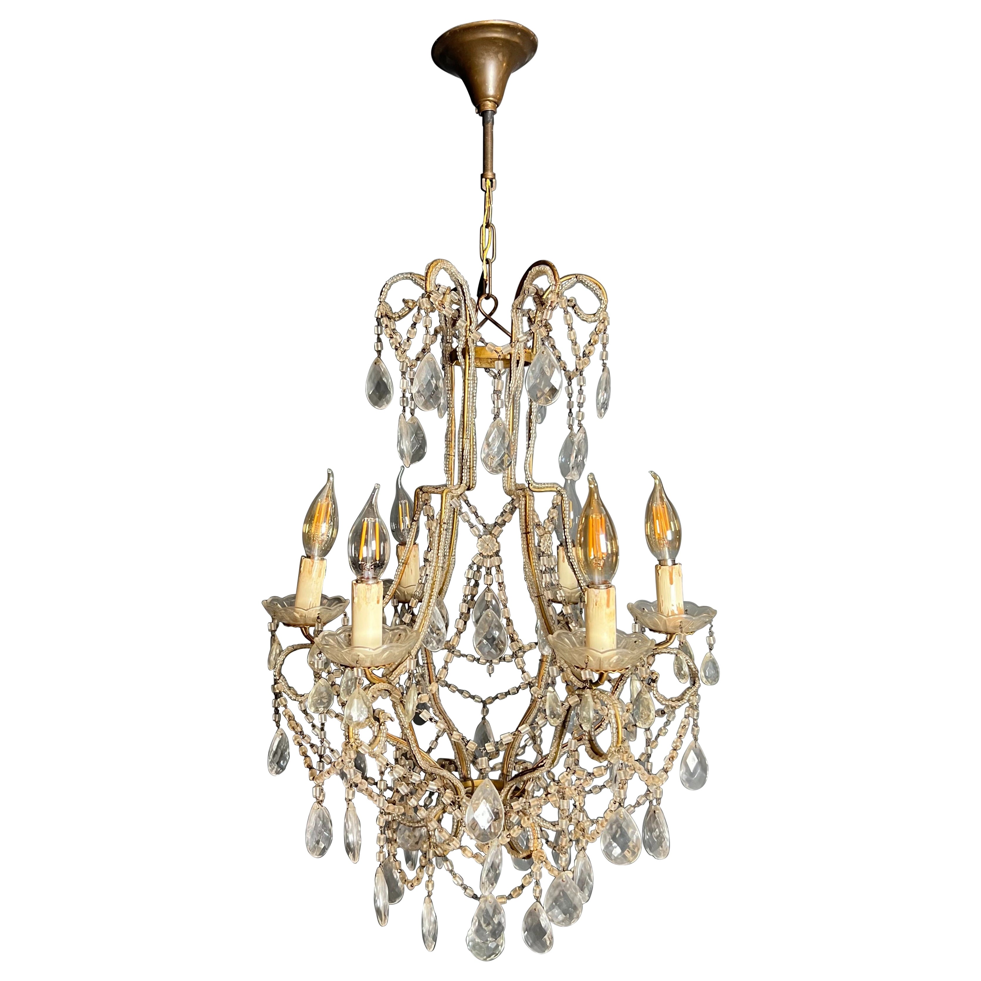 Lustre italien en perles et cristal