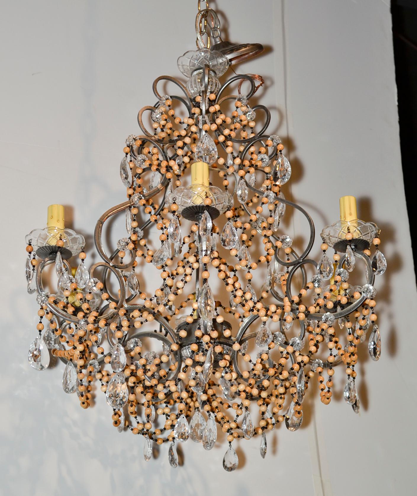 Italian Beaded Chandelier In Good Condition For Sale In Dallas, TX