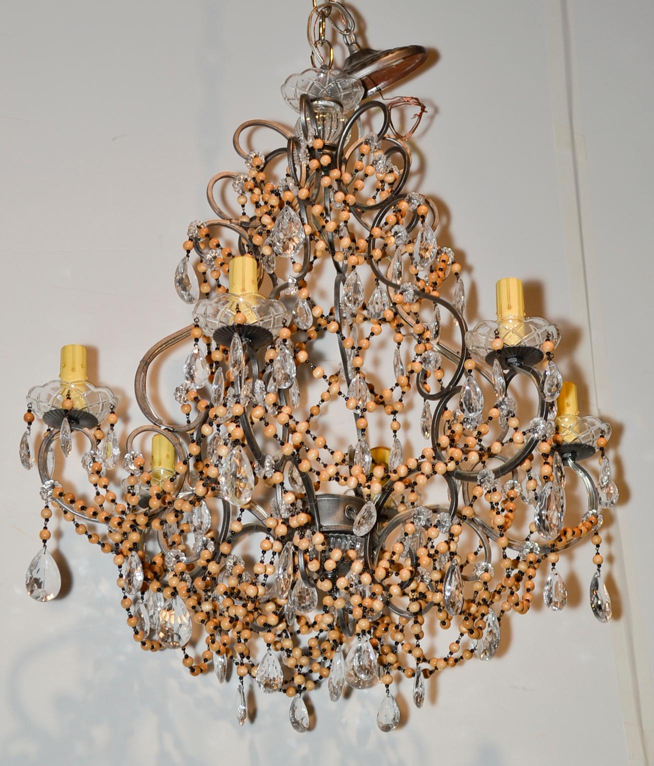 Italian Beaded Chandelier For Sale 2