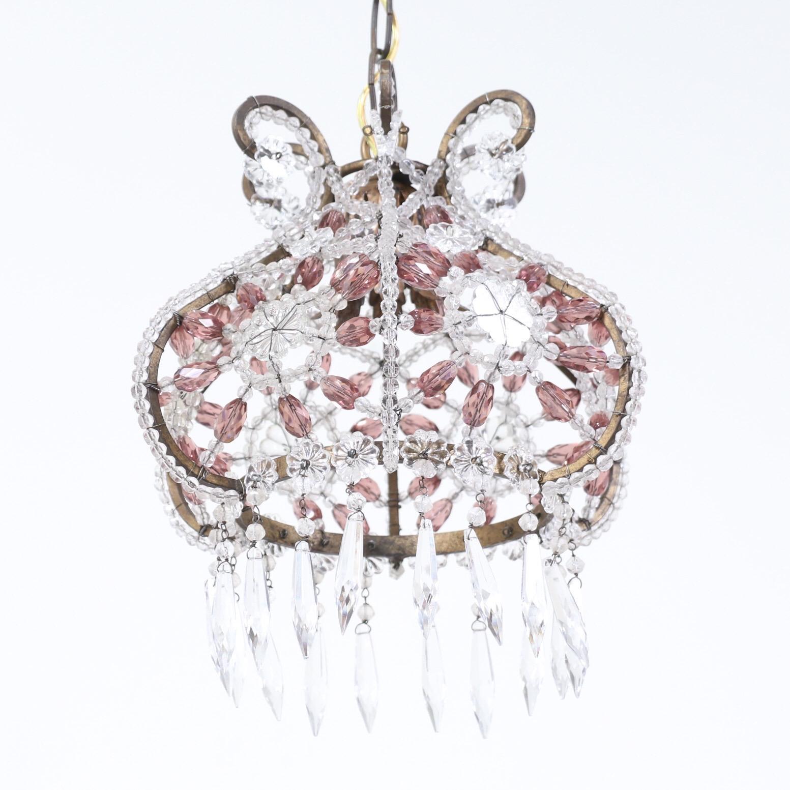 Louis XVI Italian Beaded Chandelier Pendant For Sale