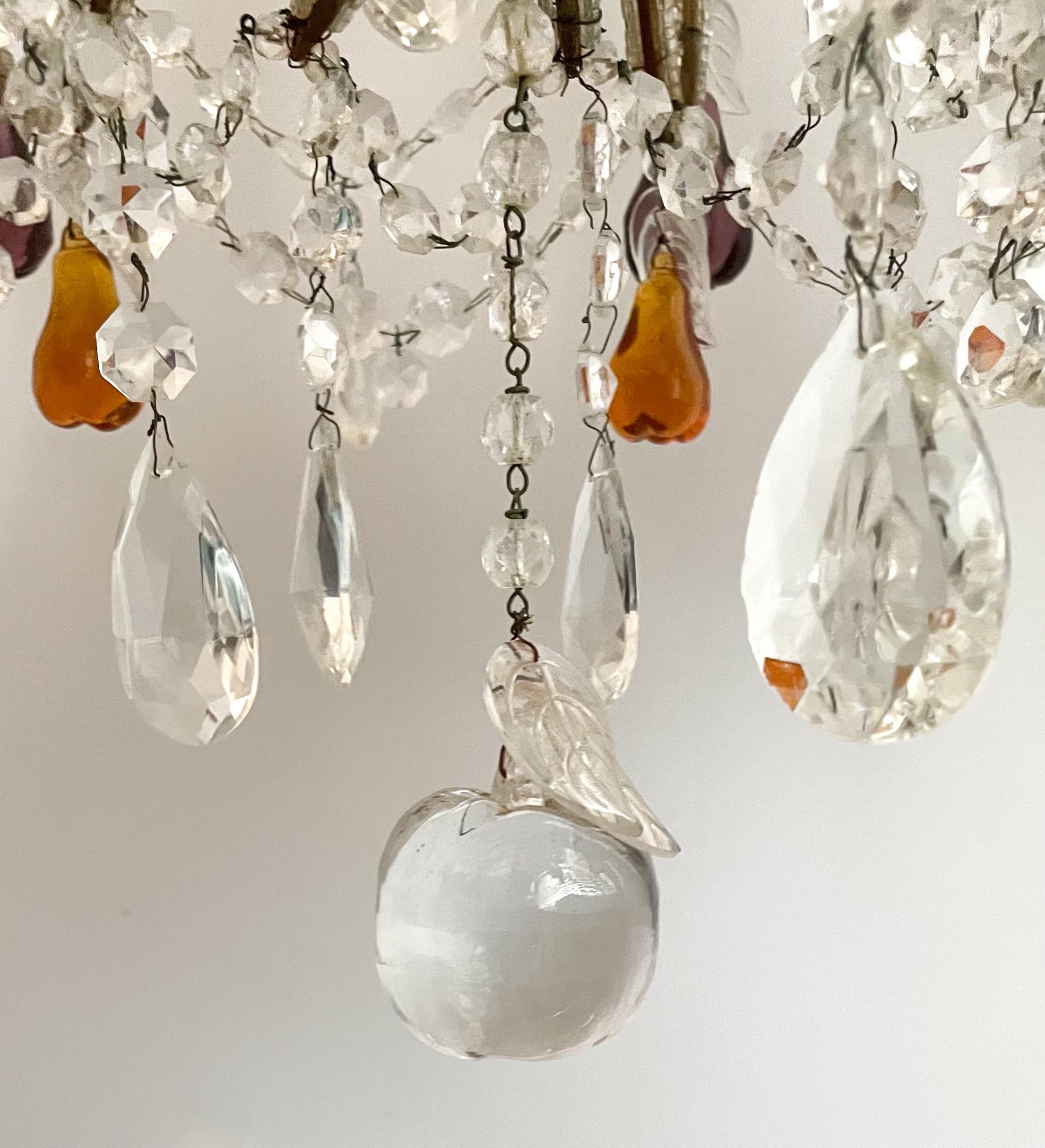 Italian Beaded Chandelier with Murano Glass Fruit For Sale 4