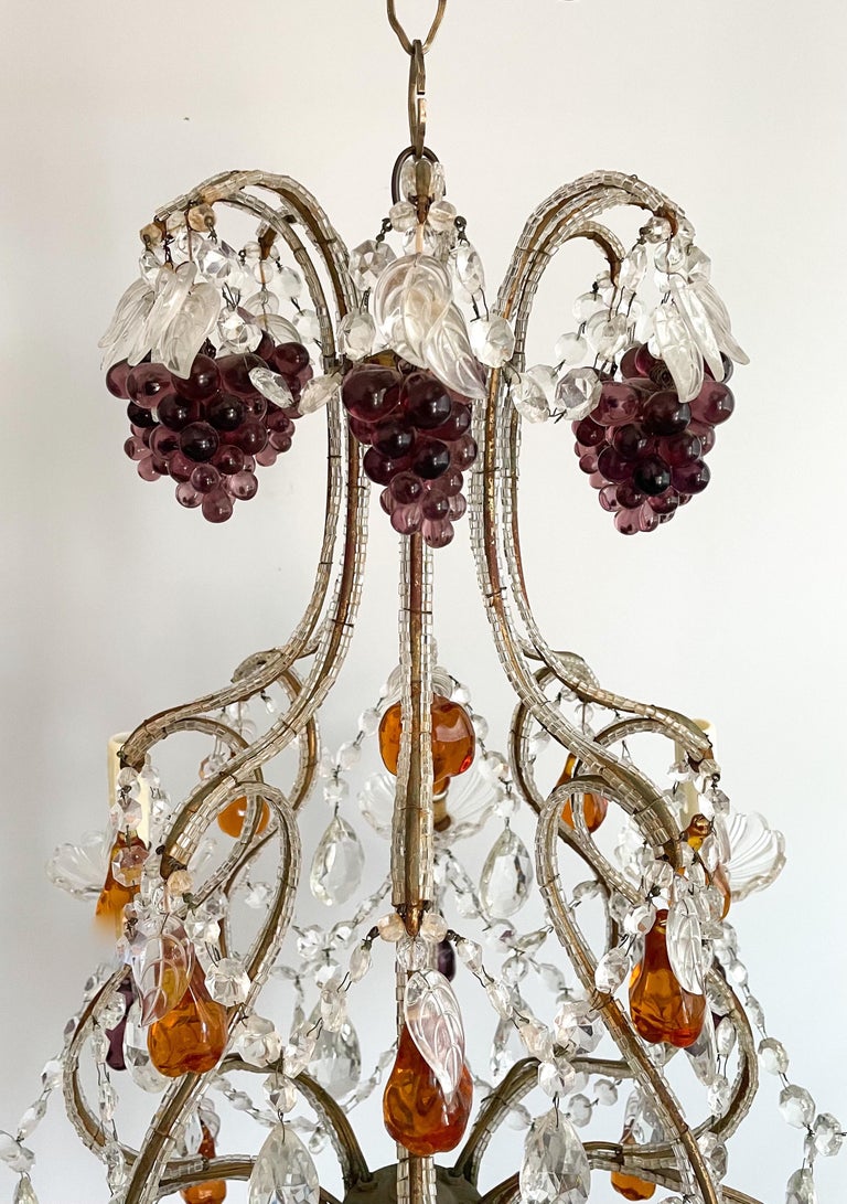Italienischer Perlen-Kronleuchter mit Obst aus Muranoglas im Angebot bei  1stDibs