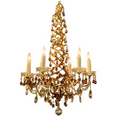 Italian Beaded Crystal and Amethyst Chandelier