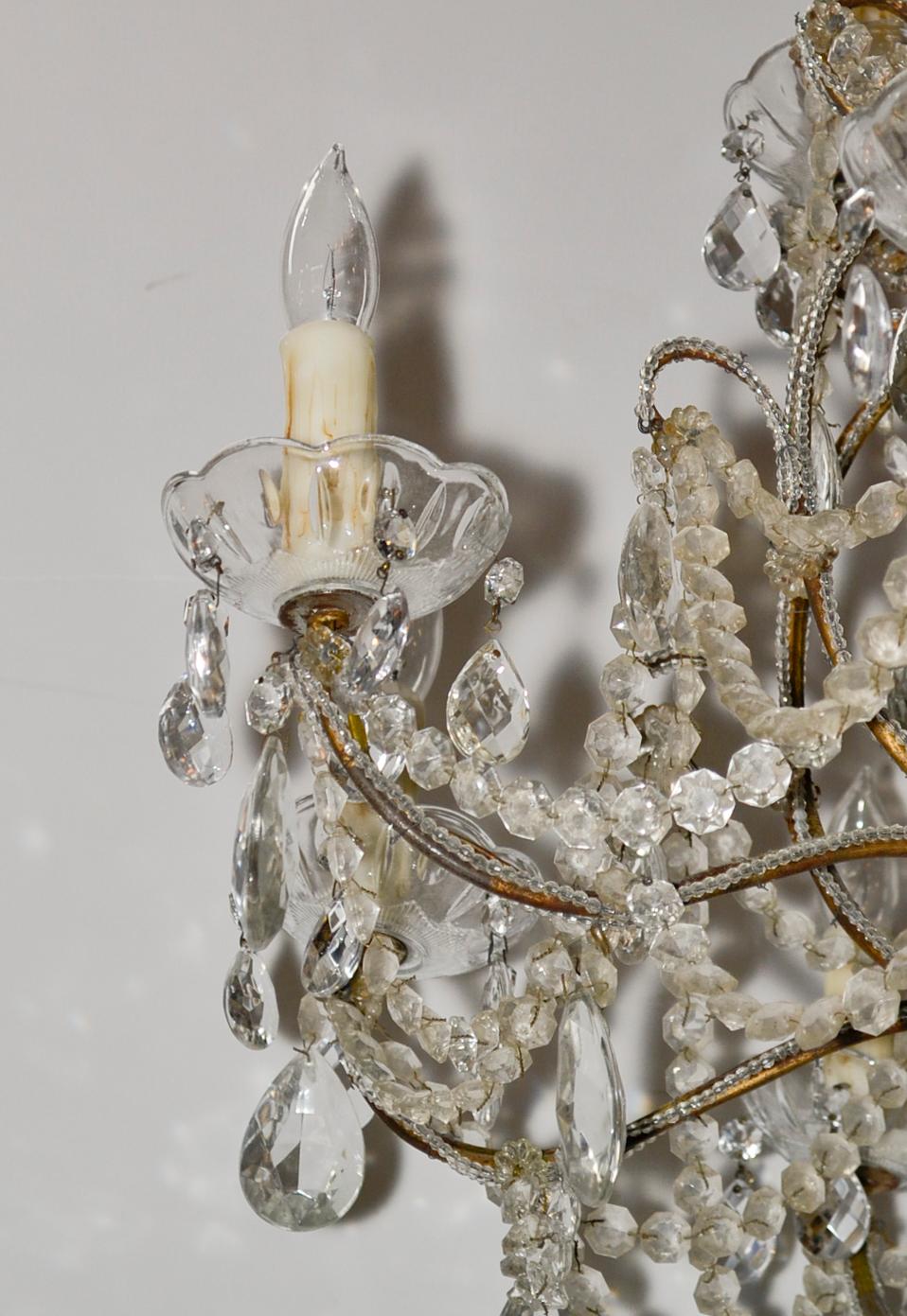 Early 20th Century Italian Beaded Crystal Chandelier