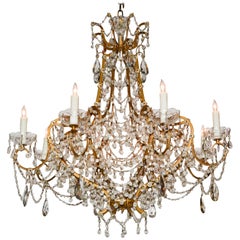Antique Italian Beaded Crystal Chandelier