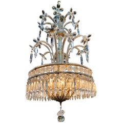 Italian Beaded Crystal Chandelier with Flowers