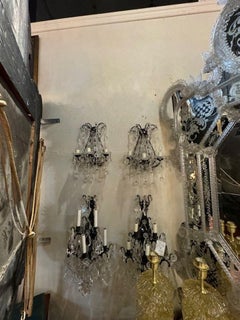 Italian Beaded Crystal Flower Sconces