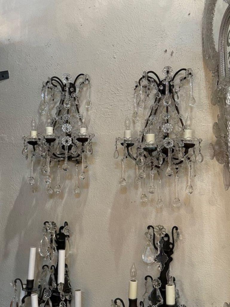 Appliques italiennes à fleurs en cristal perlé en vente 2