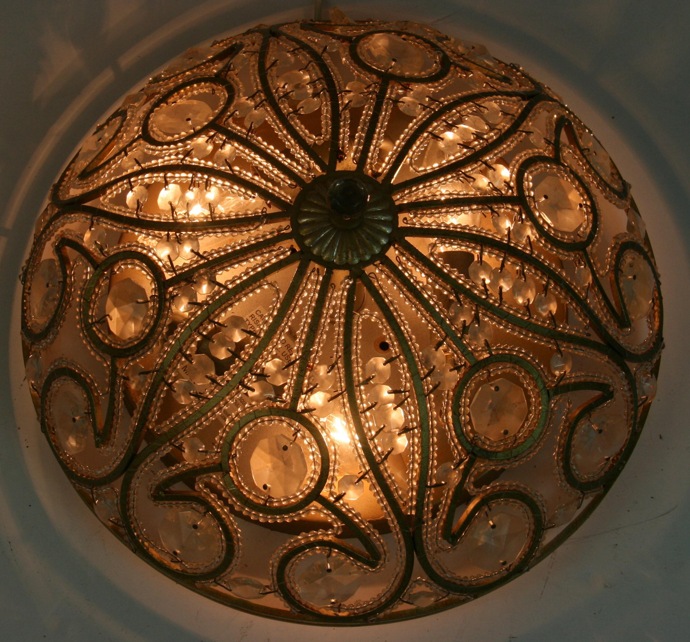 Vintage Italian Beaded Flush Mount For Sale 5
