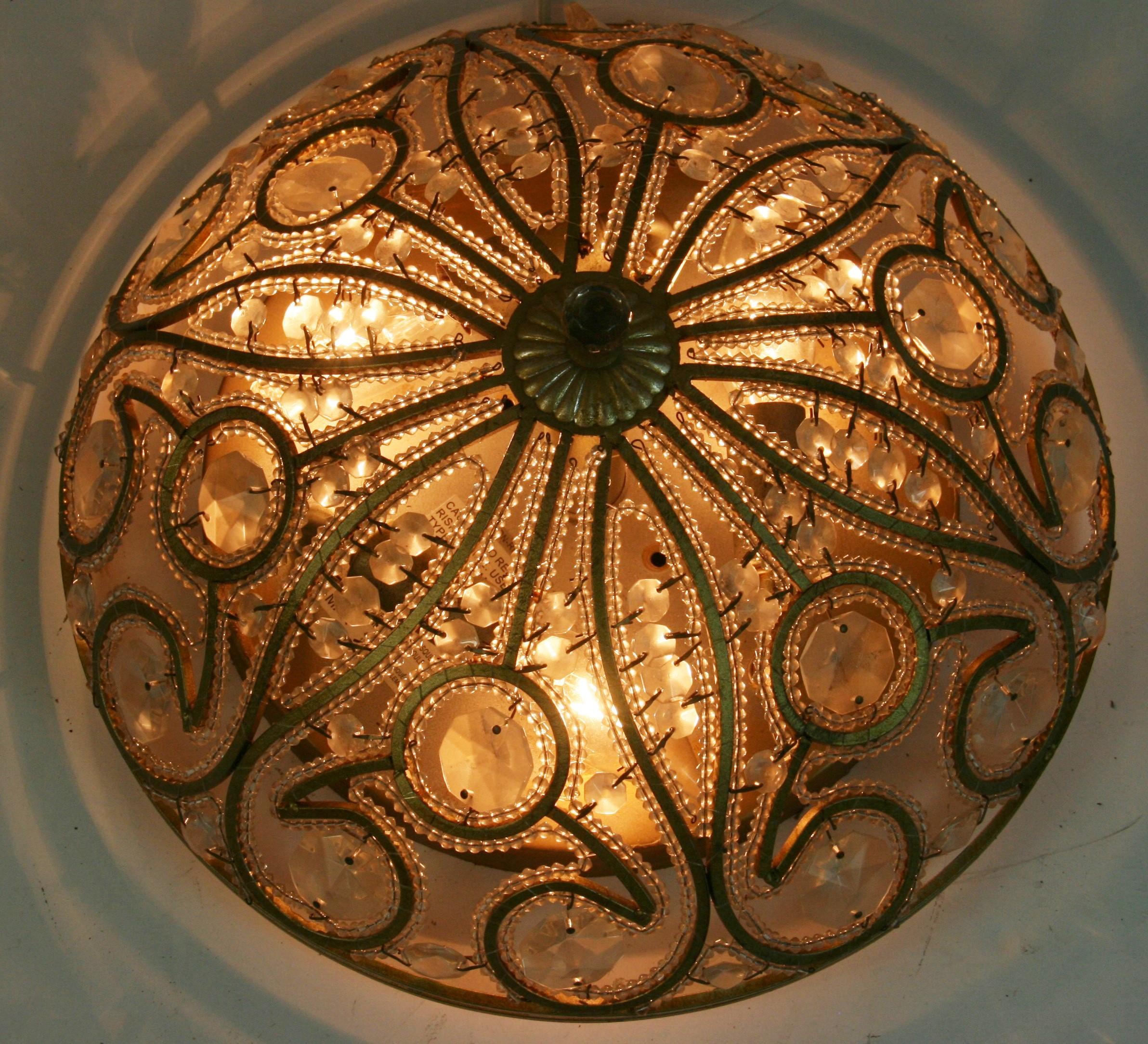 Vintage Italian Beaded Flush Mount For Sale 6
