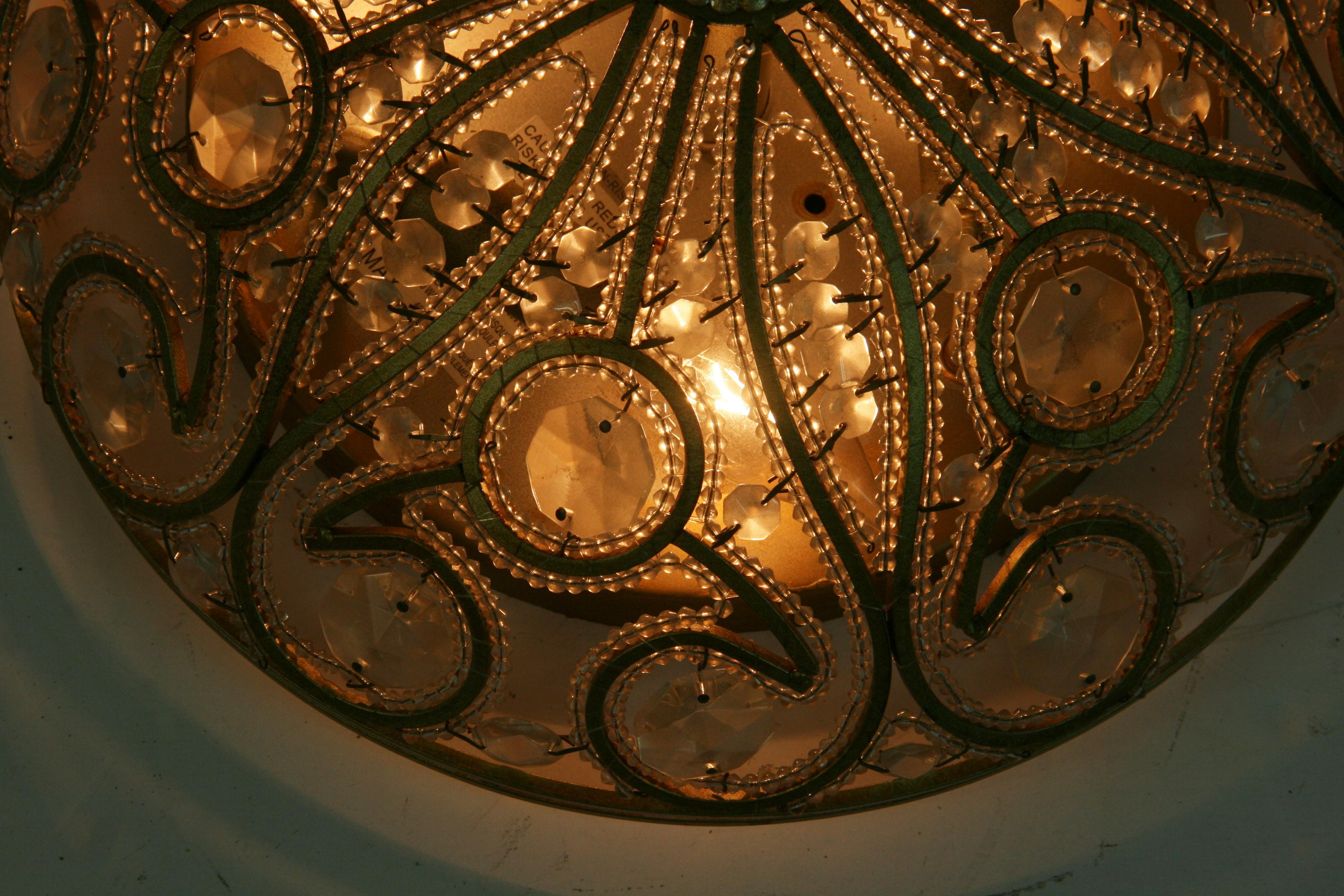 Vintage Italian Beaded Flush Mount For Sale 7