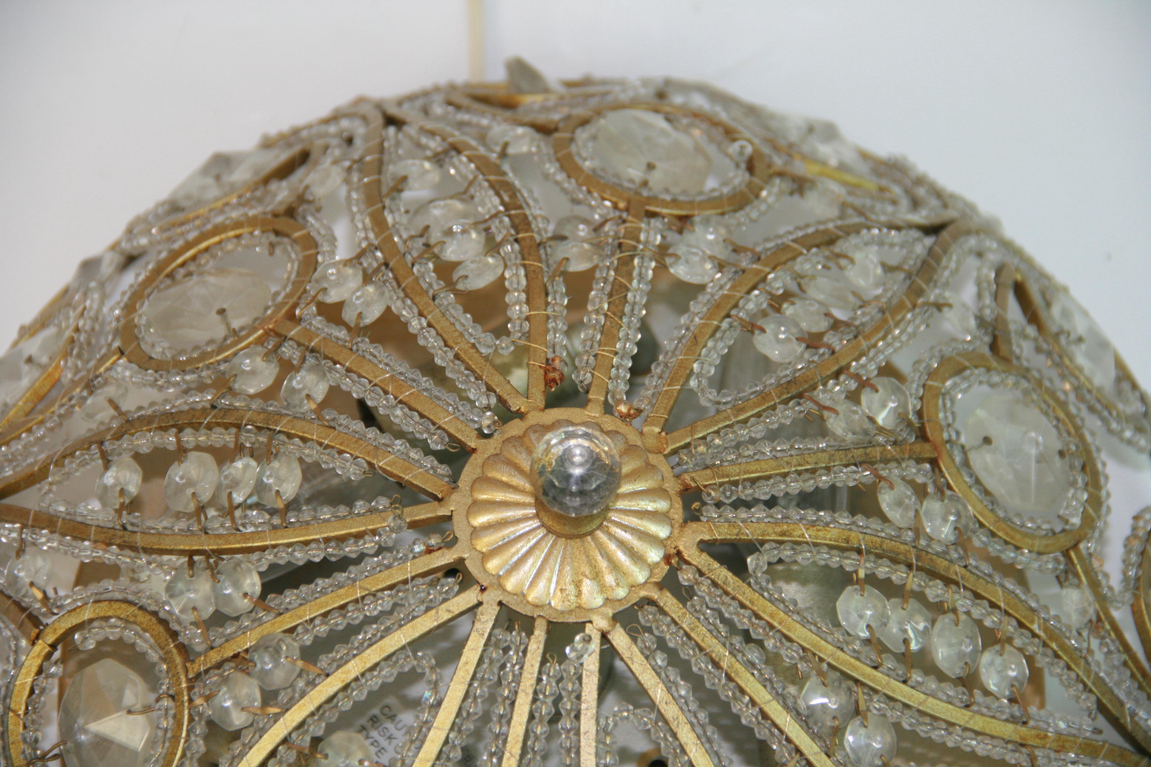 Late 20th Century Vintage Italian Beaded Flush Mount For Sale