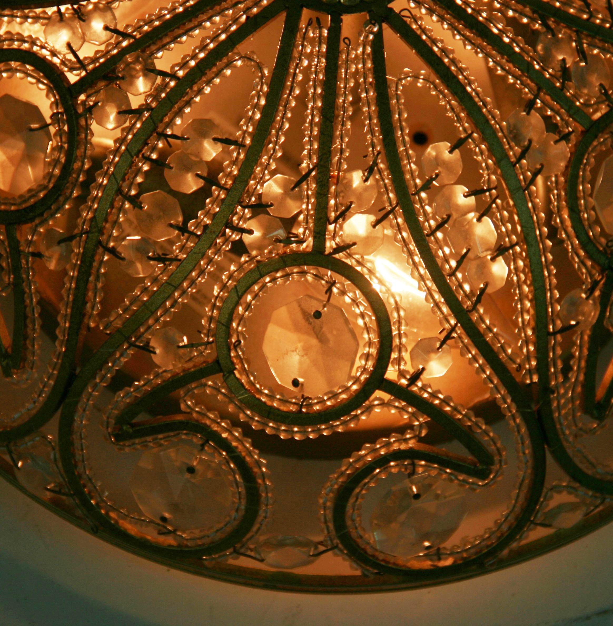 Vintage Italian Beaded Flush Mount For Sale 1