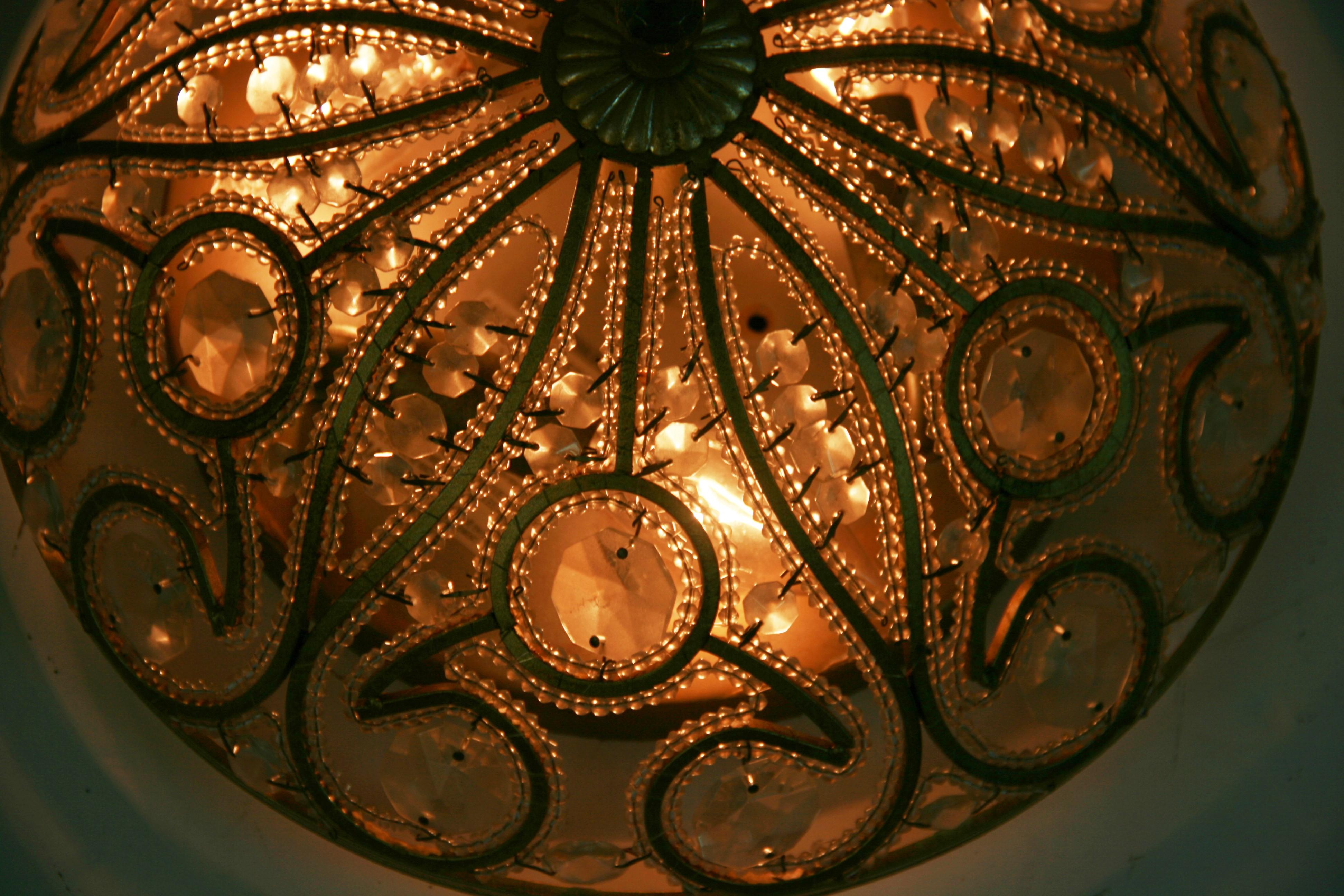 Vintage Italian Beaded Flush Mount For Sale 2
