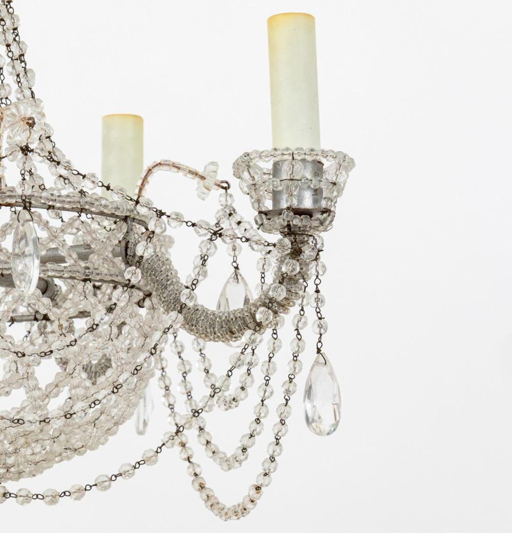 Italian Beaded Glass Basket Four-Arm Chandelier For Sale 2