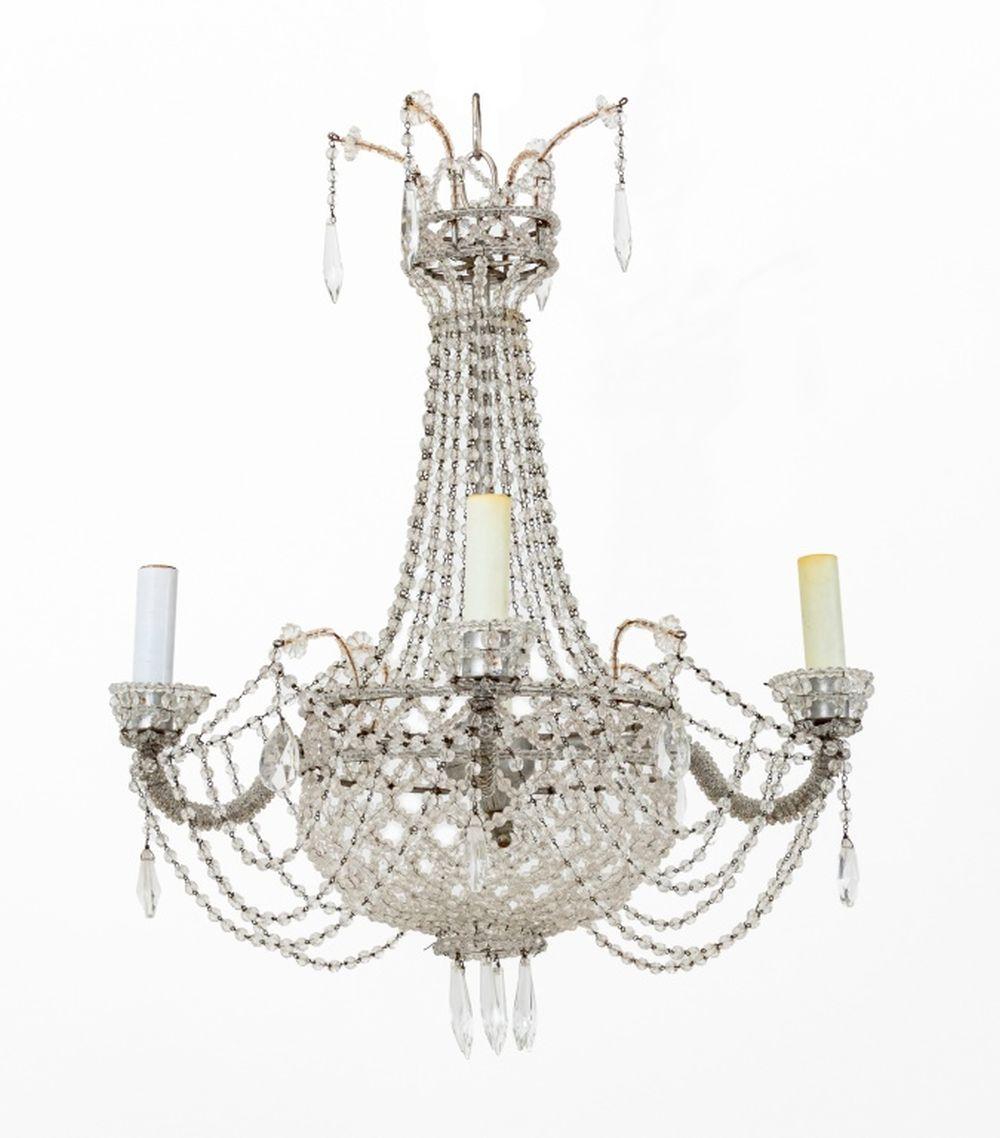Italian Beaded Glass Basket Four-Arm Chandelier For Sale 3