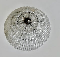 Italian Beaded Glass Dome Flush Mount Light, Metal Frame, 1960s, Italy