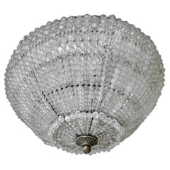 Italian Beaded Glass Dome Flush Mount Light, Metal Frame, 1960s, Italy