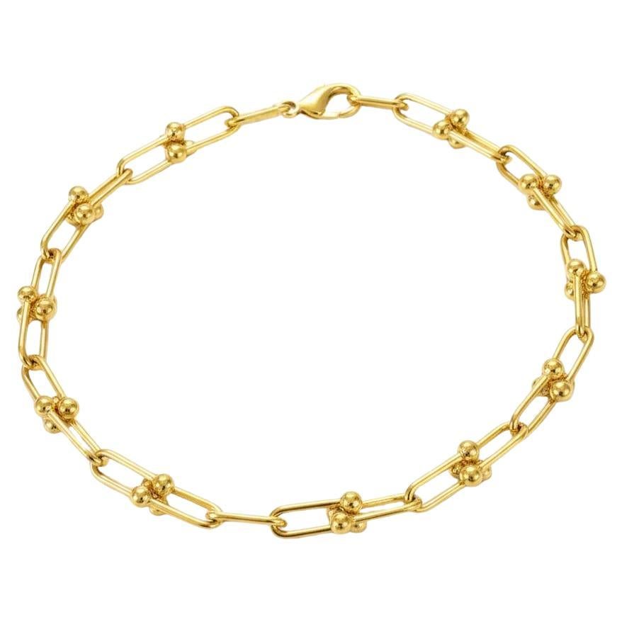 Italian Beaded-Link Necklace in 14K Gold in vendita