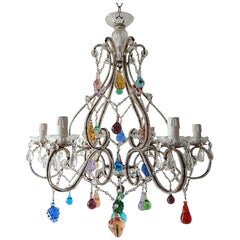 Italian Beaded Murano Colorful Fruit Chandelier, 1920